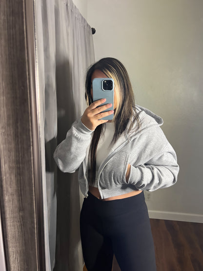 Feeling Grey Cropped Hoodie